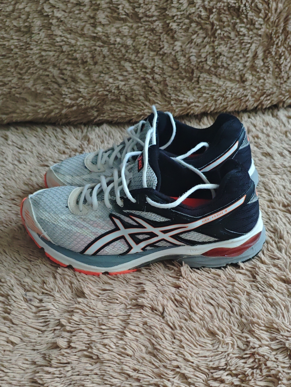 ASICS Women's White Black and Neon Orange Running Shoes